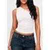 imagePRETTYGARDEN Womens Sleeveless One Shoulder Tank Top Ruched Slim Fit Shirts Basic Crop Y2k Tops 2026 Spring Fashion ClothingWhite