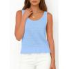 imagePRETTYGARDEN Womens Spring Crochet Tops 2026 Summer Sleeveless Scoop Neck Boho Sweater Tank Top Cute Beach Vacation ClothesLight Blue