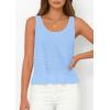 imagePRETTYGARDEN Womens Spring Crochet Tops 2026 Summer Sleeveless Scoop Neck Boho Sweater Tank Top Cute Beach Vacation ClothesLight Blue