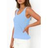 imagePRETTYGARDEN Womens Spring Crochet Tops 2026 Summer Sleeveless Scoop Neck Boho Sweater Tank Top Cute Beach Vacation ClothesLight Blue