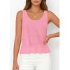 imagePRETTYGARDEN Womens Spring Crochet Tops 2026 Summer Sleeveless Scoop Neck Boho Sweater Tank Top Cute Beach Vacation ClothesPink