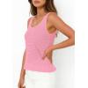 imagePRETTYGARDEN Womens Spring Crochet Tops 2026 Summer Sleeveless Scoop Neck Boho Sweater Tank Top Cute Beach Vacation ClothesPink