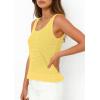 imagePRETTYGARDEN Womens Spring Crochet Tops 2026 Summer Sleeveless Scoop Neck Boho Sweater Tank Top Cute Beach Vacation ClothesYellow