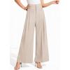 imagePRETTYGARDEN Womens Spring Wide Leg Palazzo Pants 2026 Trendy Loose Button High Waist Pleated Work Business Casual TrousersBeige