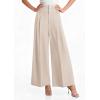 imagePRETTYGARDEN Womens Spring Wide Leg Palazzo Pants 2026 Trendy Loose Button High Waist Pleated Work Business Casual TrousersBeige