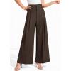 imagePRETTYGARDEN Womens Spring Wide Leg Palazzo Pants 2026 Trendy Loose Button High Waist Pleated Work Business Casual TrousersBrown