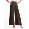 imagePRETTYGARDEN Womens Spring Wide Leg Palazzo Pants 2026 Trendy Loose Button High Waist Pleated Work Business Casual TrousersBrown