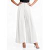imagePRETTYGARDEN Womens Spring Wide Leg Palazzo Pants 2026 Trendy Loose Button High Waist Pleated Work Business Casual TrousersWhite