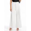 imagePRETTYGARDEN Womens Spring Wide Leg Palazzo Pants 2026 Trendy Loose Button High Waist Pleated Work Business Casual TrousersWhite