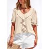 imagePRETTYGARDEN Womens Summer Dressy Casual Blouses 2026 Short Sleeve V Neck Ruffle Going Out Tops Shirt Trendy Spring OutfitsBeige