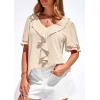 imagePRETTYGARDEN Womens Summer Dressy Casual Blouses 2026 Short Sleeve V Neck Ruffle Going Out Tops Shirt Trendy Spring OutfitsBeige