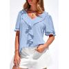 imagePRETTYGARDEN Womens Summer Dressy Casual Blouses 2026 Short Sleeve V Neck Ruffle Going Out Tops Shirt Trendy Spring OutfitsLight Blue
