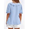 imagePRETTYGARDEN Womens Summer Dressy Casual Blouses 2026 Short Sleeve V Neck Ruffle Going Out Tops Shirt Trendy Spring OutfitsLight Blue
