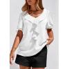 imagePRETTYGARDEN Womens Summer Dressy Casual Blouses 2026 Short Sleeve V Neck Ruffle Going Out Tops Shirt Trendy Spring OutfitsWhite
