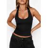 imagePRETTYGARDEN Womens Summer Halter Tank Tops 2026 Y2K Sleeveless Slim Fitted Backless Shirts Going Out Spring Workout ClothesBlack