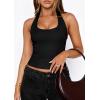 imagePRETTYGARDEN Womens Summer Halter Tank Tops 2026 Y2K Sleeveless Slim Fitted Backless Shirts Going Out Spring Workout ClothesBlack