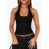 imagePRETTYGARDEN Womens Summer Halter Tank Tops 2026 Y2K Sleeveless Slim Fitted Backless Shirts Going Out Spring Workout ClothesBlack