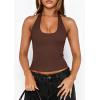 imagePRETTYGARDEN Womens Summer Halter Tank Tops 2026 Y2K Sleeveless Slim Fitted Backless Shirts Going Out Spring Workout ClothesBrown