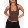 imagePRETTYGARDEN Womens Summer Halter Tank Tops 2026 Y2K Sleeveless Slim Fitted Backless Shirts Going Out Spring Workout ClothesBrown