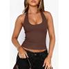 imagePRETTYGARDEN Womens Summer Halter Tank Tops 2026 Y2K Sleeveless Slim Fitted Backless Shirts Going Out Spring Workout ClothesBrown