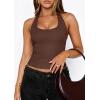 imagePRETTYGARDEN Womens Summer Halter Tank Tops 2026 Y2K Sleeveless Slim Fitted Backless Shirts Going Out Spring Workout ClothesBrown