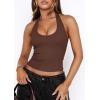 imagePRETTYGARDEN Womens Summer Halter Tank Tops 2026 Y2K Sleeveless Slim Fitted Backless Shirts Going Out Spring Workout ClothesBrown