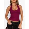 imagePRETTYGARDEN Womens Summer Halter Tank Tops 2026 Y2K Sleeveless Slim Fitted Backless Shirts Going Out Spring Workout ClothesBurgundy