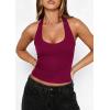 imagePRETTYGARDEN Womens Summer Halter Tank Tops 2026 Y2K Sleeveless Slim Fitted Backless Shirts Going Out Spring Workout ClothesBurgundy