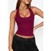 imagePRETTYGARDEN Womens Summer Halter Tank Tops 2026 Y2K Sleeveless Slim Fitted Backless Shirts Going Out Spring Workout ClothesBurgundy