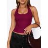 imagePRETTYGARDEN Womens Summer Halter Tank Tops 2026 Y2K Sleeveless Slim Fitted Backless Shirts Going Out Spring Workout ClothesBurgundy