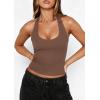 imagePRETTYGARDEN Womens Summer Halter Tank Tops 2026 Y2K Sleeveless Slim Fitted Backless Shirts Going Out Spring Workout ClothesCoffee