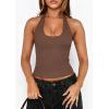 imagePRETTYGARDEN Womens Summer Halter Tank Tops 2026 Y2K Sleeveless Slim Fitted Backless Shirts Going Out Spring Workout ClothesCoffee