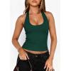 imagePRETTYGARDEN Womens Summer Halter Tank Tops 2026 Y2K Sleeveless Slim Fitted Backless Shirts Going Out Spring Workout ClothesDark Green