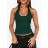 imagePRETTYGARDEN Womens Summer Halter Tank Tops 2026 Y2K Sleeveless Slim Fitted Backless Shirts Going Out Spring Workout ClothesDark Green