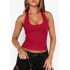 imagePRETTYGARDEN Womens Summer Halter Tank Tops 2026 Y2K Sleeveless Slim Fitted Backless Shirts Going Out Spring Workout ClothesRed