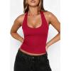 imagePRETTYGARDEN Womens Summer Halter Tank Tops 2026 Y2K Sleeveless Slim Fitted Backless Shirts Going Out Spring Workout ClothesRed