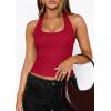 imagePRETTYGARDEN Womens Summer Halter Tank Tops 2026 Y2K Sleeveless Slim Fitted Backless Shirts Going Out Spring Workout ClothesRed