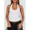 imagePRETTYGARDEN Womens Summer Halter Tank Tops 2026 Y2K Sleeveless Slim Fitted Backless Shirts Going Out Spring Workout ClothesWhite