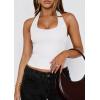 imagePRETTYGARDEN Womens Summer Halter Tank Tops 2026 Y2K Sleeveless Slim Fitted Backless Shirts Going Out Spring Workout ClothesWhite