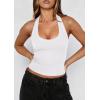 imagePRETTYGARDEN Womens Summer Halter Tank Tops 2026 Y2K Sleeveless Slim Fitted Backless Shirts Going Out Spring Workout ClothesWhite
