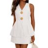 imagePRETTYGARDEN Womens Summer Sleeveless Blazer Vest Tops 2026 Trendy V Neck Button Down Business Casual Suit Vests WaistcoatWhite