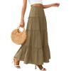 imagePRETTYGARDEN Womens Tiered Maxi Skirt Summer Spring Fashion 2026 High Waisted Long Flowy Casual Boho Beach Vacation ClothesArmy Green