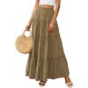 imagePRETTYGARDEN Womens Tiered Maxi Skirt Summer Spring Fashion 2026 High Waisted Long Flowy Casual Boho Beach Vacation ClothesArmy Green