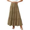 imagePRETTYGARDEN Womens Tiered Maxi Skirt Summer Spring Fashion 2026 High Waisted Long Flowy Casual Boho Beach Vacation ClothesArmy Green