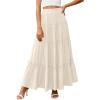 imagePRETTYGARDEN Womens Tiered Maxi Skirt Summer Spring Fashion 2026 High Waisted Long Flowy Casual Boho Beach Vacation ClothesBeige