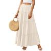 imagePRETTYGARDEN Womens Tiered Maxi Skirt Summer Spring Fashion 2026 High Waisted Long Flowy Casual Boho Beach Vacation ClothesBeige