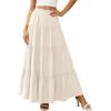 imagePRETTYGARDEN Womens Tiered Maxi Skirt Summer Spring Fashion 2026 High Waisted Long Flowy Casual Boho Beach Vacation ClothesBeige