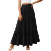 imagePRETTYGARDEN Womens Tiered Maxi Skirt Summer Spring Fashion 2026 High Waisted Long Flowy Casual Boho Beach Vacation ClothesBlack