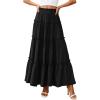 imagePRETTYGARDEN Womens Tiered Maxi Skirt Summer Spring Fashion 2026 High Waisted Long Flowy Casual Boho Beach Vacation ClothesBlack