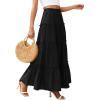 imagePRETTYGARDEN Womens Tiered Maxi Skirt Summer Spring Fashion 2026 High Waisted Long Flowy Casual Boho Beach Vacation ClothesBlack